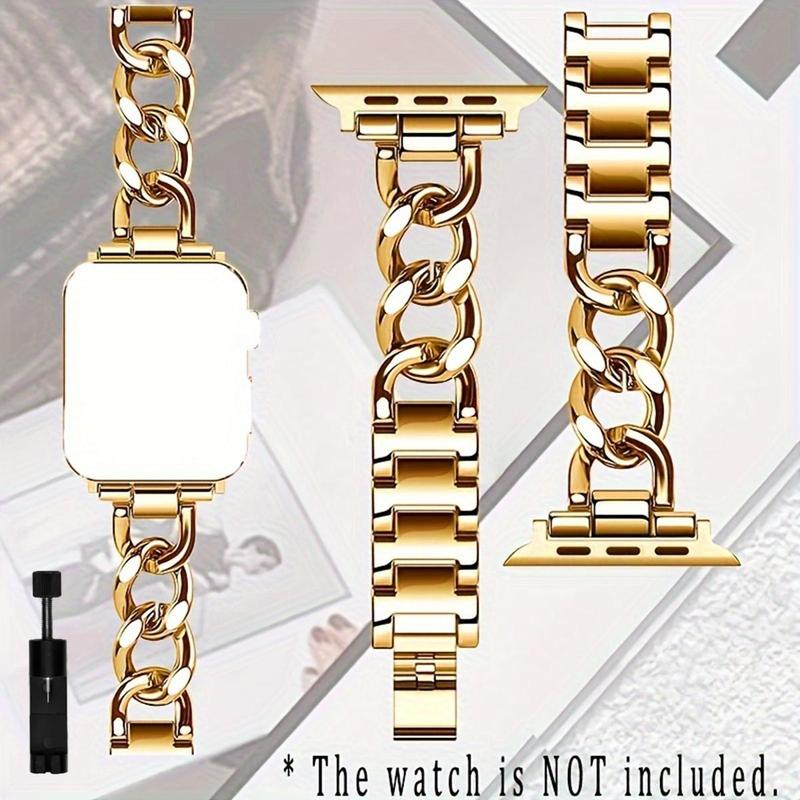 Luxury Chain Decor Smart Watch Band for Women (Only Band), 1 Count Fashionable Replacement Watch Band Compatible with Apple Watch 38 40 41 42 44 45 49mm, Smart Watches Accessories with Tool