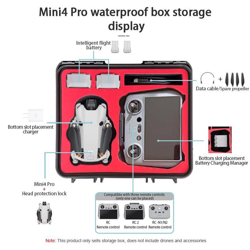 Waterproof Hard Case for DJI Mini 4 Pro, Carrying Case Compatible with RC 2 RC-N2, Essential DJI Mini 4 Pro Drone Accessories, Gifts for Boyfriend