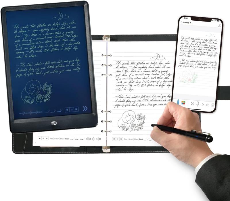 Smart Pen+Notebook+Tablet, SmartPen Real-time Sync for Digitizing, Storing, and Sharing Paper Notes, Ideal for Note Taking, Drawing