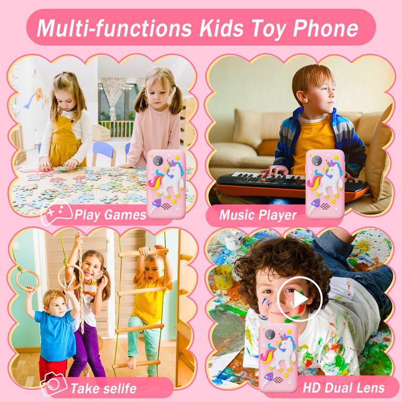 Kids Smart Phone for Girls Toy Camera Phone for Toddler Birthday Gifts for 3-8 Years Old Children with 32G SD Card