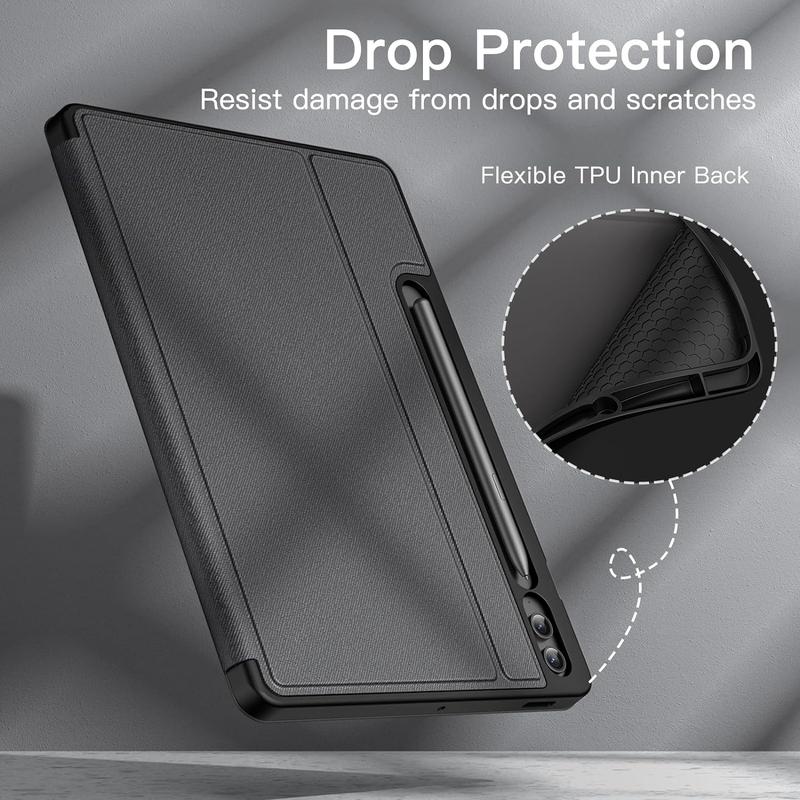 Case for Samsung Galaxy Tab S9 FE+   S9 FE Plus 12.4-Inch with S Pen Holder, Slim Folio Stand Protective Tablet Cover, Multi-Angle Viewing (Black) Accessories Computer