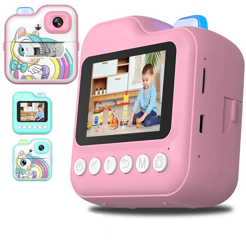 Instant Print Camera for Kids, 1080P Instant Camera with 2 Rolls Print Paper, Selfie Digital Video Camera, Birthday Gifts for Girls Boy