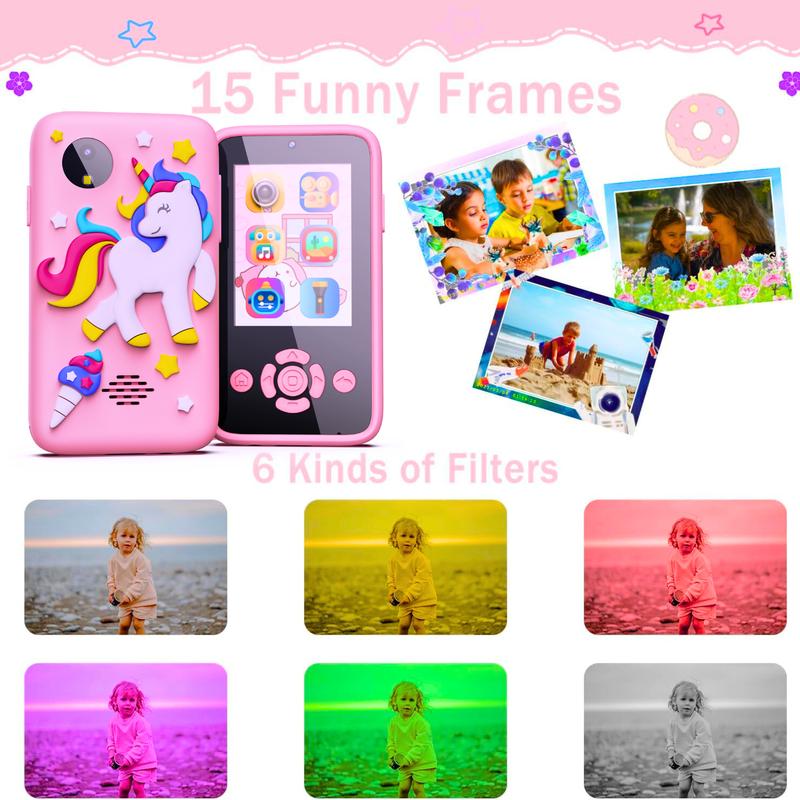 Kids Smart Phone for Girls Toy Camera Phone for Toddler Birthday Gifts for 3-8 Years Old Children with 32G SD Card