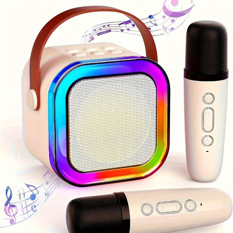 Portable Karaoke Machine, Mini Karaoke Machine with Wireless Microphone, Wireless Speaker with LED Light, Ideal Gift Toy for Girls & Boys