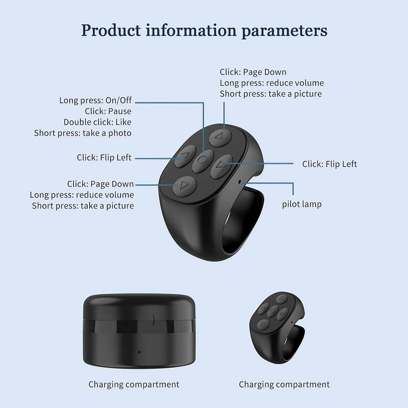 Bluetooth Remote Control Rechargeable Wireless Page Turner,Mini Scrolling Ring for Phone Android Smartphones Tablets