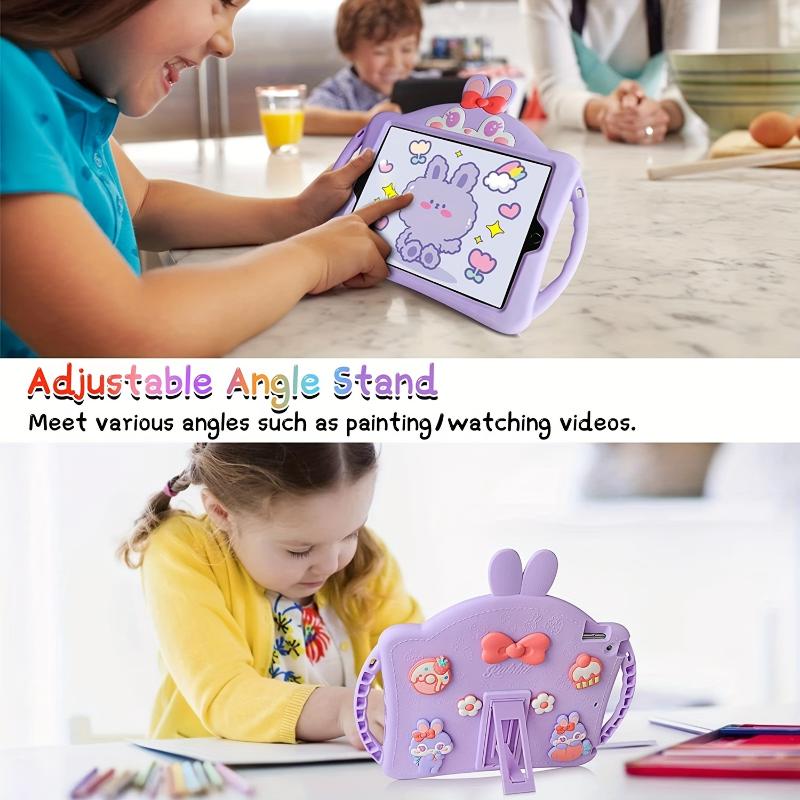 Cute Rabbit Soft Silicone Tablet Case With Shoulder Straps For IPad 9th 8th 7th Generation For IPad 9th 8th 7th Generation 10.2'' 2021 2020 2019