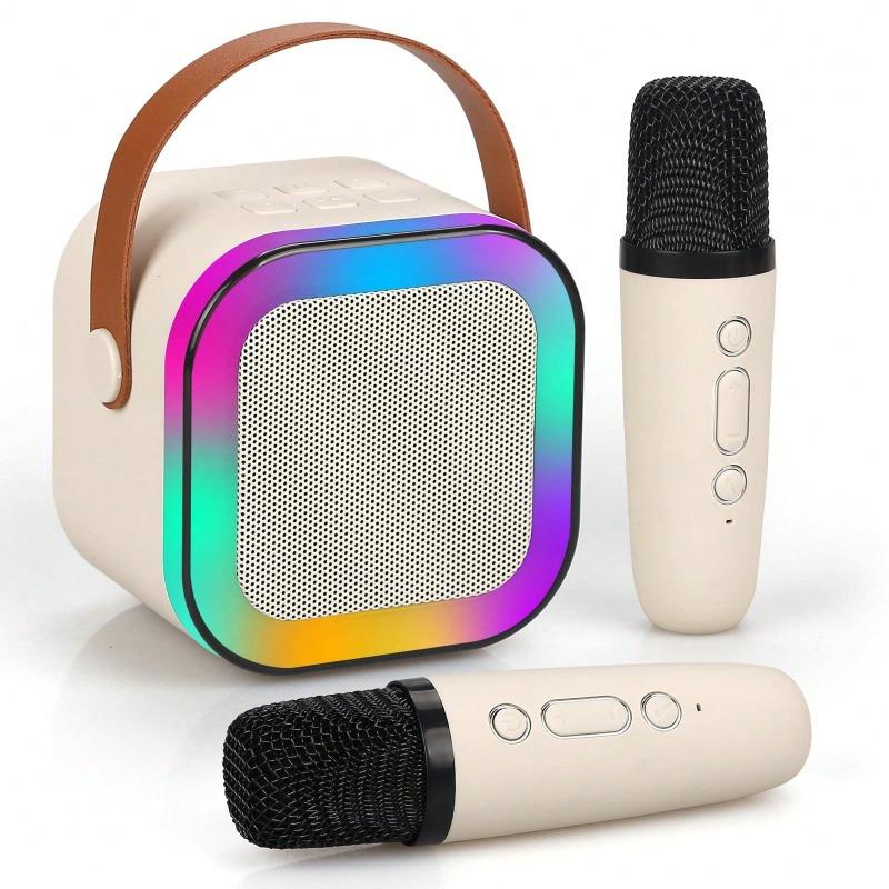 Karaoke Machine for Kids Adults,Mini Portable Blue-Tooth Karaoke Speaker,Mobile Phone External Speaker,With 2 Wireless Microphones and Dynamic Lights,Birthday Gift,Home KTV,Outdoor,Travel for Apple IPhone, IPad, Laptops,Gifts for Girls and Boys