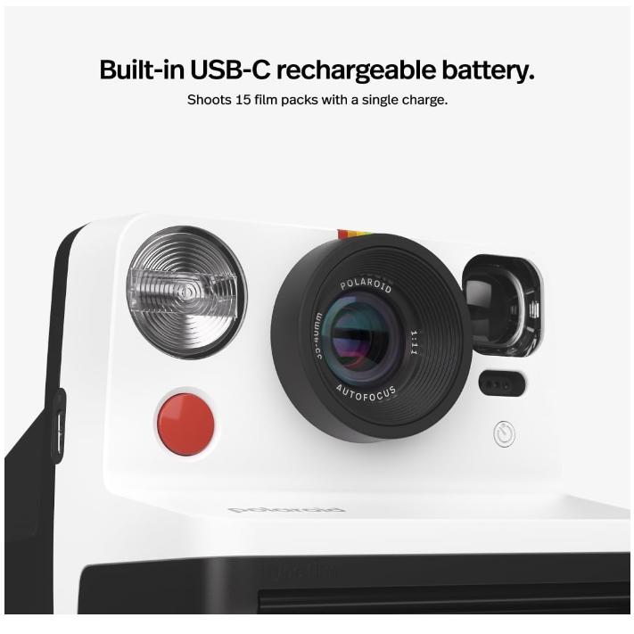 Polaroid Now 2nd Generation I-Type Instant Camera + Film Bundle - Now Black Camera + 16 Color Photos (6248) E165