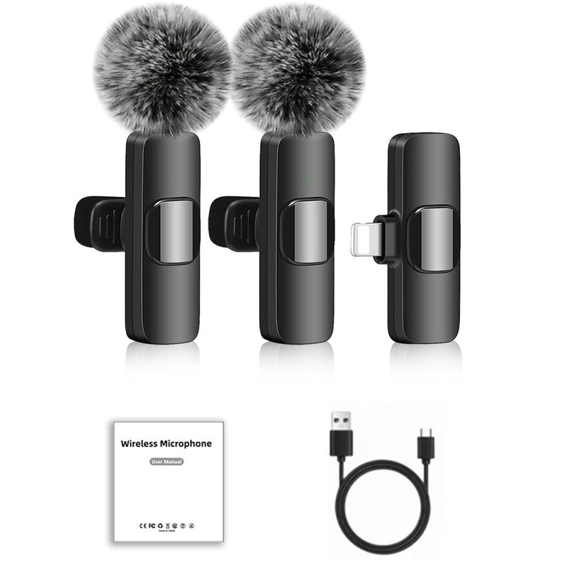 Wireless Lavalier Microphone, 1 Set Rechargeable Cordless Omnidirectional Condenser Recording Mic, Mini Microphone, Clip-on Microphone, Audio & Video Accessories