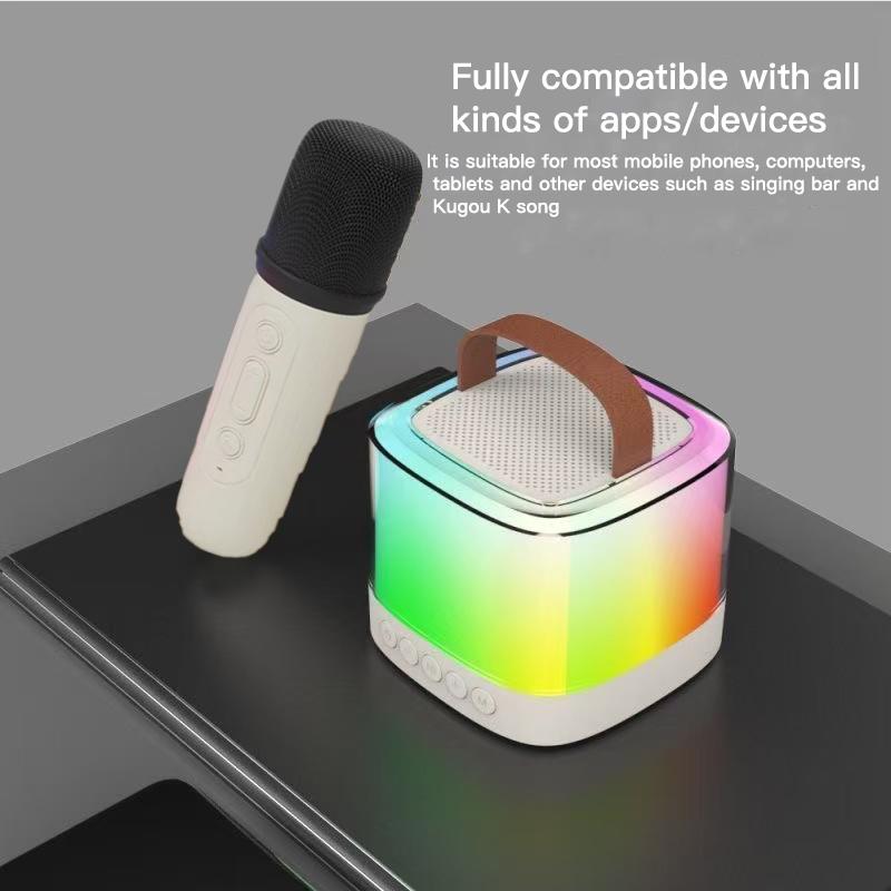 Portable Wireless Karaoke Speaker withMicrophone, HlFl Stereo Sound Subwoofers, KTVSpeaker Subwoofer with RGB Colorful LED Lights,Karaoke Machine Sound System for OutdoorSports Travel, Audio Device,Room Accessories