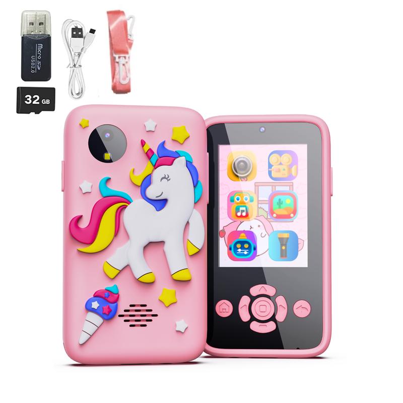 Kids Smart Phone for Girls Toy Camera Phone for Toddler Birthday Gifts for 3-8 Years Old Children with 32G SD Card