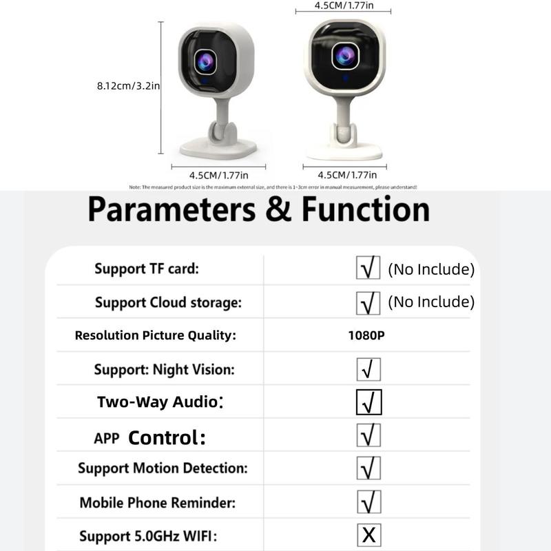 2.4Ghz WiFi Wireless Security Camera Smart Gadgets for Summer, 1080P HD Night-Vision Camera Security, Indoor HD Lens Security Cameras, Two-way Audio & Loop Recording Security Cameras for Home, Store, Factory & Office, Christmas 2024