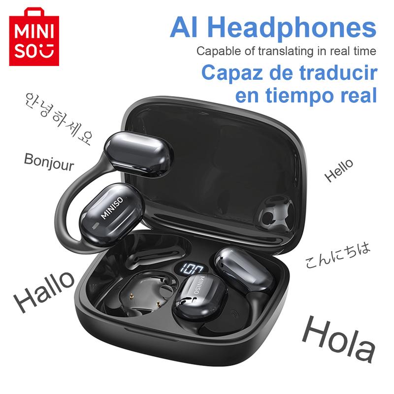 MINISO Open MS162 OWS Translation Wireless Bluetooth Earphones Support 75 Languages Real Time Bluetooth Translation Earbuds Support Playing Music Phone Calls Headphones