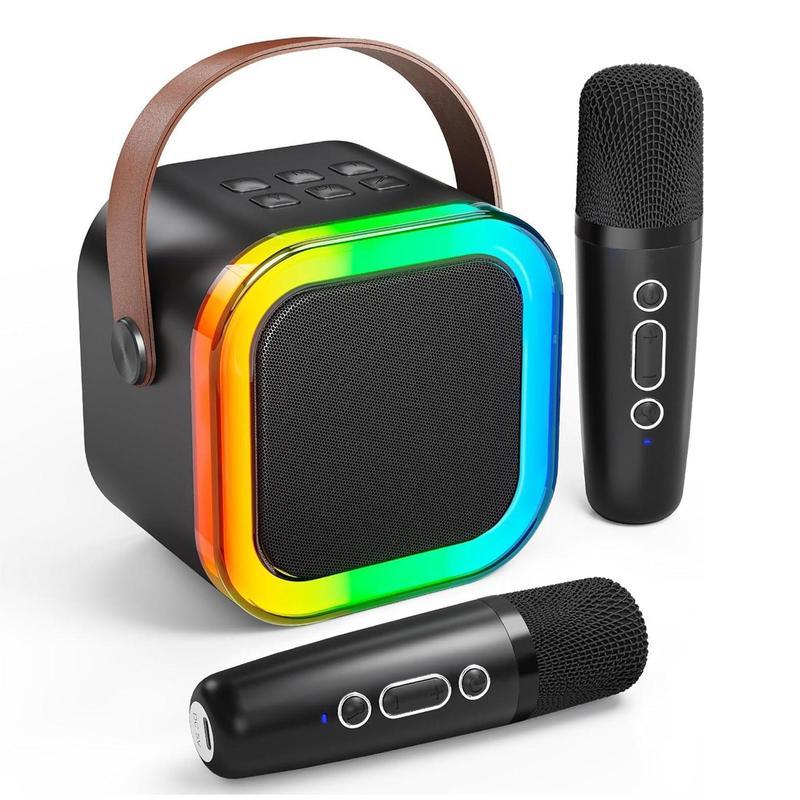 Portable Wireless Karaoke Speaker withMicrophone, HlFl Stereo Sound Subwoofers, KTVSpeaker Subwoofer with RGB Colorful LED Lights,Karaoke Machine Sound System for OutdoorSports Travel, Audio Device,Room Accessories