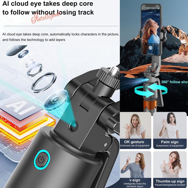 Selfie Stick with Smart Face Tracking Tripod, 360-Degree Rotatable Vlog Anti-shake Stabilizer, Phone Gimbal for Live Streaming, Vlogging, Photography, Tripod Stabilizer, Tech Gimbal, Selfie Stand