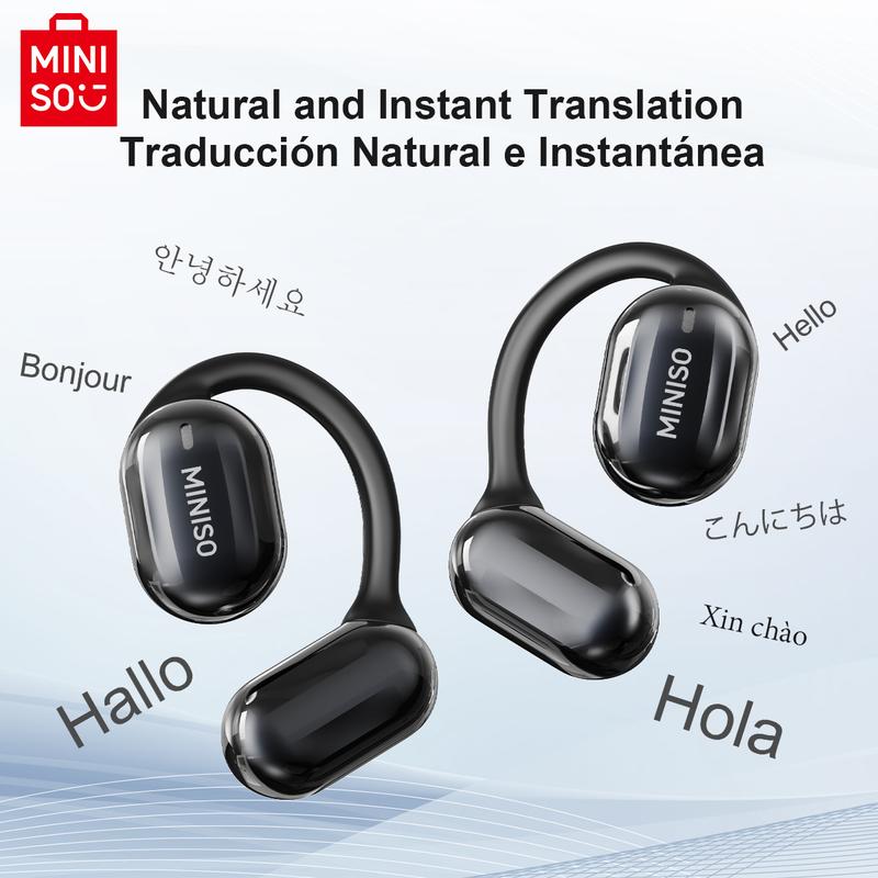 MINISO Open MS162 OWS Translation Wireless Bluetooth Earphones Support 75 Languages Real Time Bluetooth Translation Earbuds Support Playing Music Phone Calls Headphones