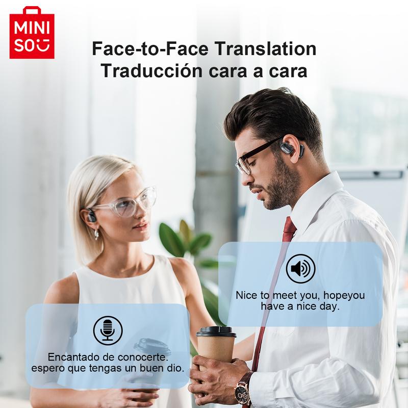 MINISO Open MS162 OWS Translation Wireless Bluetooth Earphones Support 75 Languages Real Time Bluetooth Translation Earbuds Support Playing Music Phone Calls Headphones