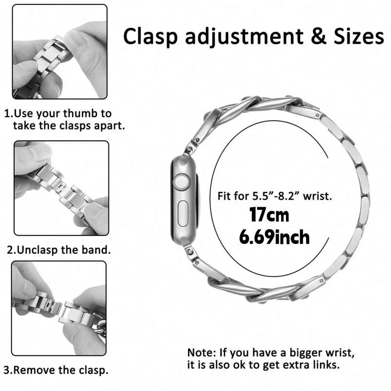 Luxury Chain Decor Smart Watch Band for Women (Only Band), 1 Count Fashionable Replacement Watch Band Compatible with Apple Watch 38 40 41 42 44 45 49mm, Smart Watches Accessories with Tool