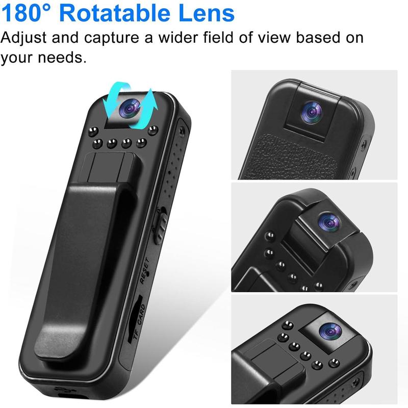 Body Camera with Video and Audio Recording, HD 1080P Video Camera 180° Rotating Lens Camcorder, Night Vision Camera Support Time Stamp Body Cam for Civilians Law Enforcement