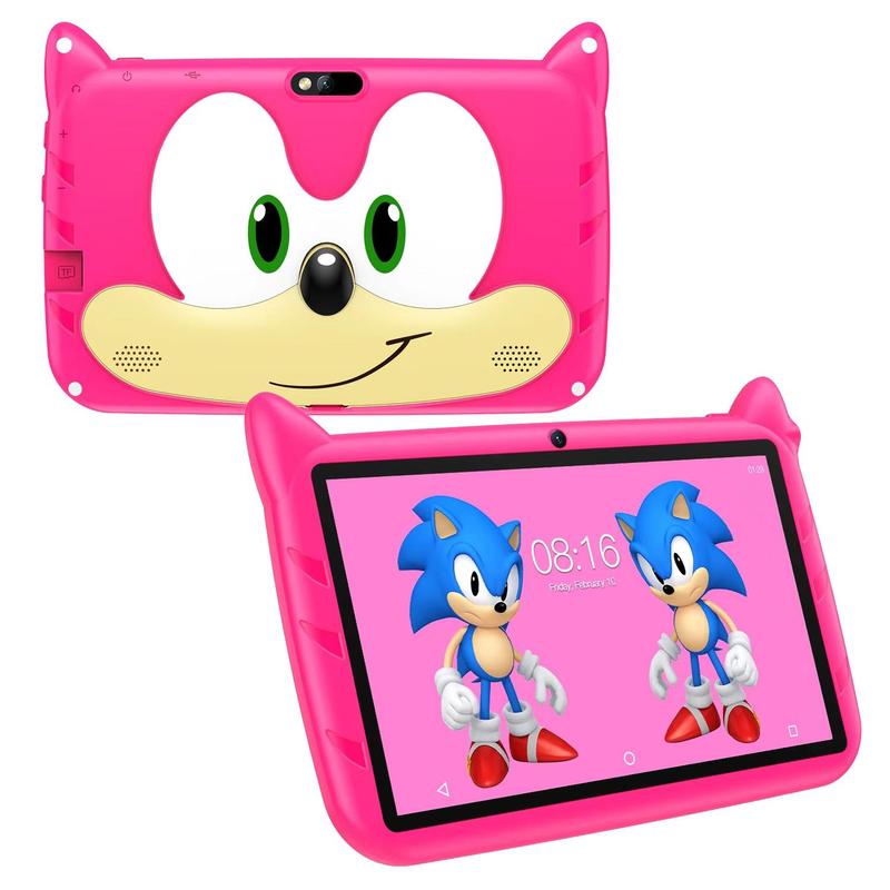 7 Inch Tablet, 1 Count Cute Cartoon Design Tablet with Protective Case, Rechargeable Android 7.0 Tablet with Camera, Kids Tablet for Learning, Gaming, Entertainment