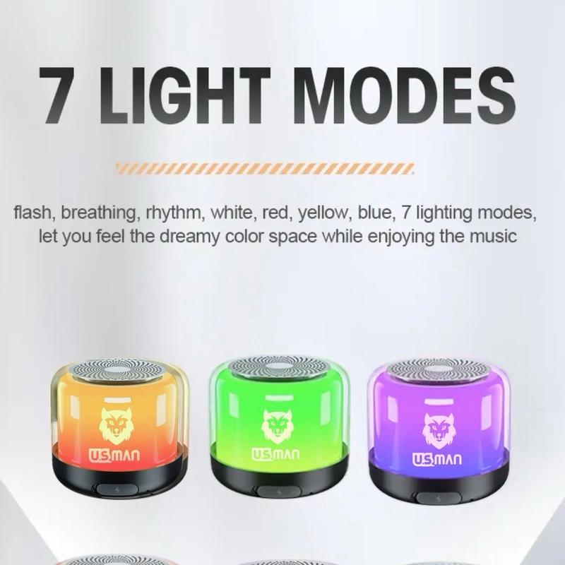 Mini colorful led light, Portable Bluetooth speaker, Built in battery ,Waterproof ipx6, compact size