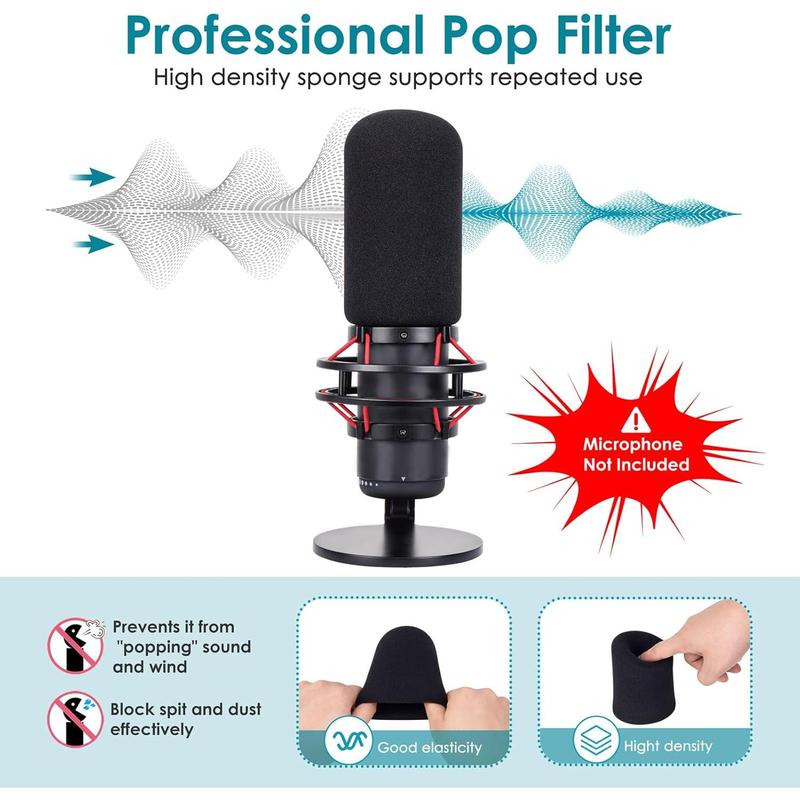 Mic Windscreen for HyperX QuadCast Microphone, Foam Mic Covers Improve Recording Quality, Professional Hyperx QuadCast Pop Filter