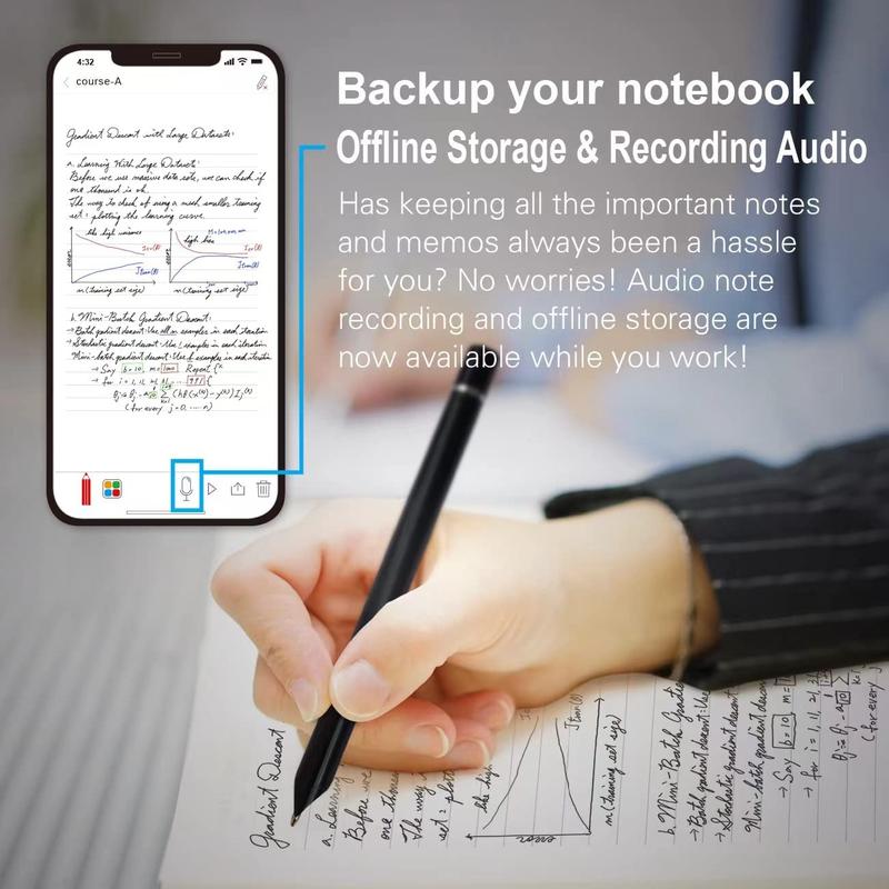 Smart Pen+Notebook+Tablet, SmartPen Real-time Sync for Digitizing, Storing, and Sharing Paper Notes, Ideal for Note Taking, Drawing