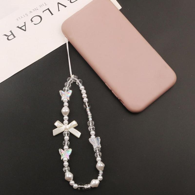 Cute Bow & Faux Pearl Decorated Phone Chain, Fashionable Phone Lanyard, Phone Strap for Women & Girls, Mobile Phone Decoration Accessories