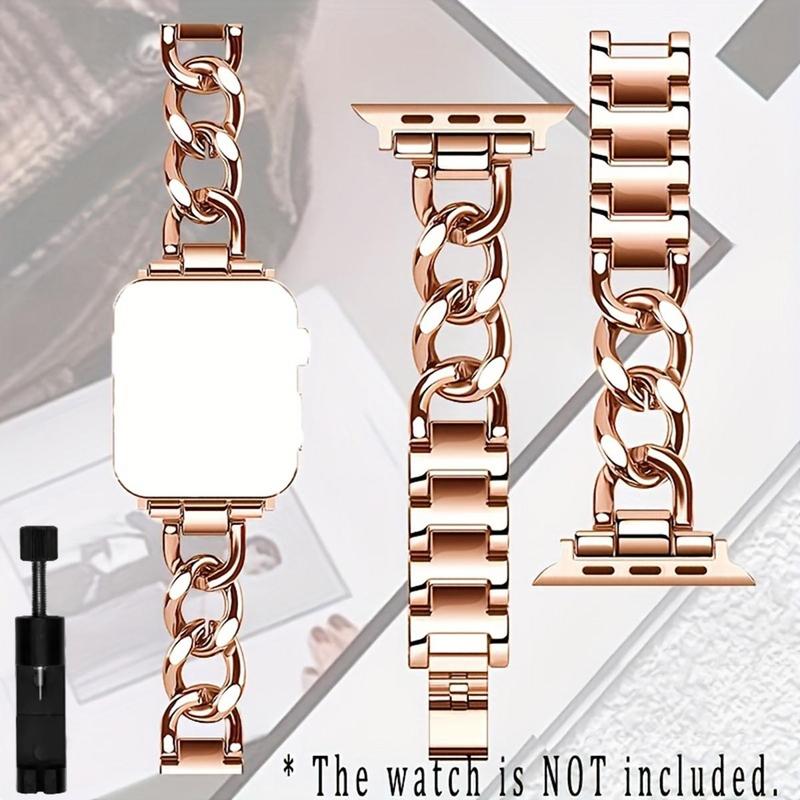 Luxury Chain Decor Smart Watch Band for Women (Only Band), 1 Count Fashionable Replacement Watch Band Compatible with Apple Watch 38 40 41 42 44 45 49mm, Smart Watches Accessories with Tool