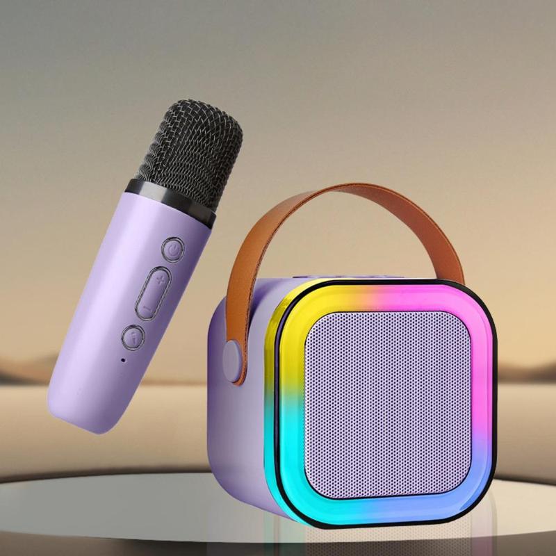 Portable Karaoke Machine, Mini Karaoke Machine with Wireless Microphone, Wireless Speaker with LED Light, Ideal Gift Toy for Girls & Boys