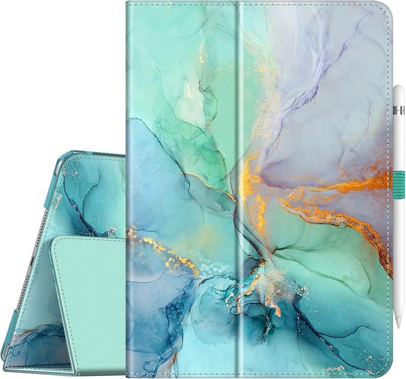 Folio Case for iPad 9th   8th   7th Generation (2021 2020 2019) 10.2 Inch - [Corner Protection] Premium Vegan Leather Stand  Cover w Pencil Holder, Auto Sleep Wake,  Marble