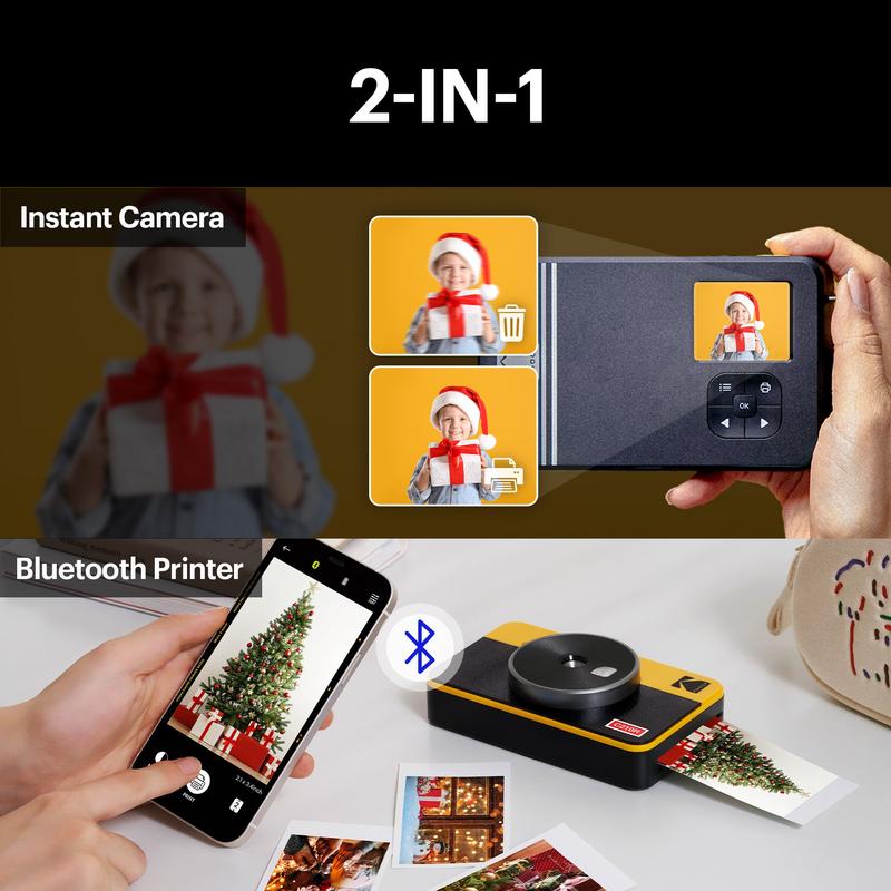 KODAK Mini Shot 2 Retro 4PASS 2-in-1 Instant Camera and Photo Printer (2.1x3.4 inches) + 68 Sheets Gift Bundle