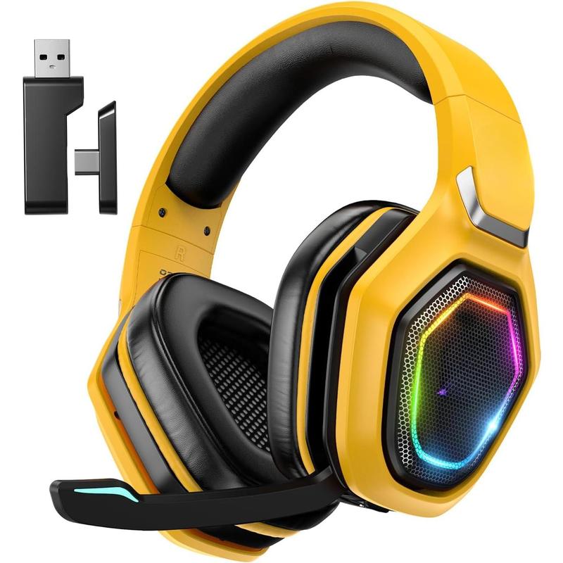 for PC, Ps5, Ps4 - Lossless Audio USB & Type-C Ultra Stable Gaming Headphones with Flip Microphone, 40-Hr Battery Bluetooth Headset Wireless Adapter