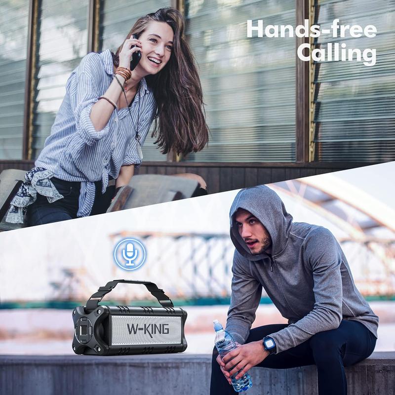 W-KING 50W RMS 70W Peak Bluetooth Speaker, Portable Speakers Bluetooth Wireless Loud, Outdoor Large Christmas Waterproof Bluetooth Speaker with Subwoofer DSP 40H EQ Stereo Pairing Power Bank TF AUX Hands-Free