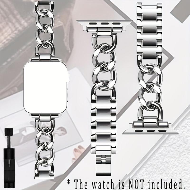 Luxury Chain Decor Smart Watch Band for Women (Only Band), 1 Count Fashionable Replacement Watch Band Compatible with Apple Watch 38 40 41 42 44 45 49mm, Smart Watches Accessories with Tool