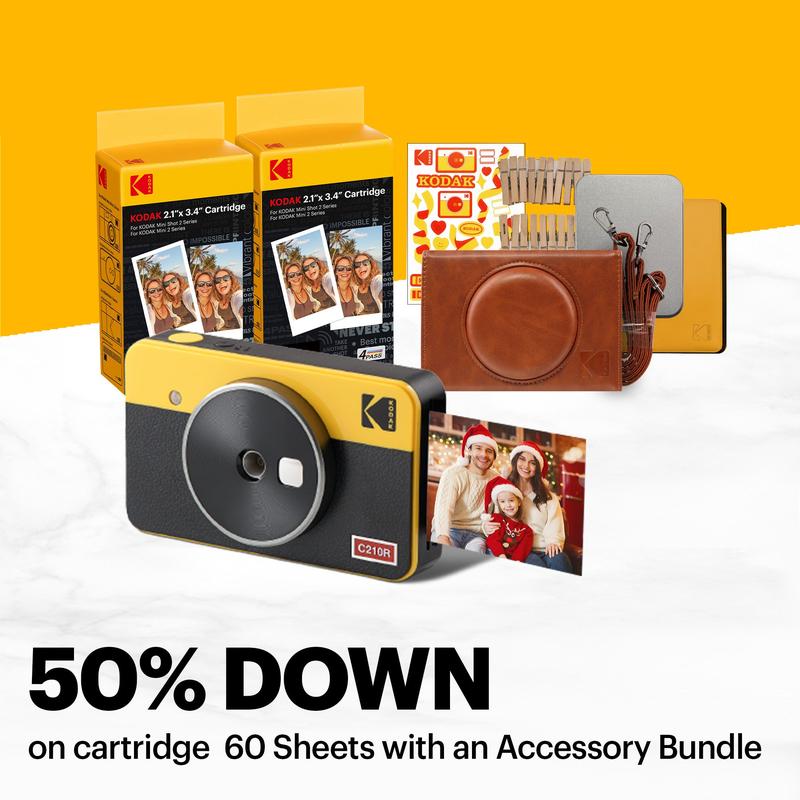 KODAK Mini Shot 2 Retro 4PASS 2-in-1 Instant Camera and Photo Printer (2.1x3.4 inches) + 68 Sheets Gift Bundle