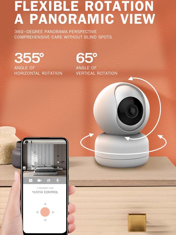 Indoor Pan Tilt Smart Security Camera, 1080p HD Dog-Camera,2.4GHz with Night Vision,Motion Detection for Baby and Pet Monitor, Cloud & SD Card Storage, Works with Alexa& Google Home, White