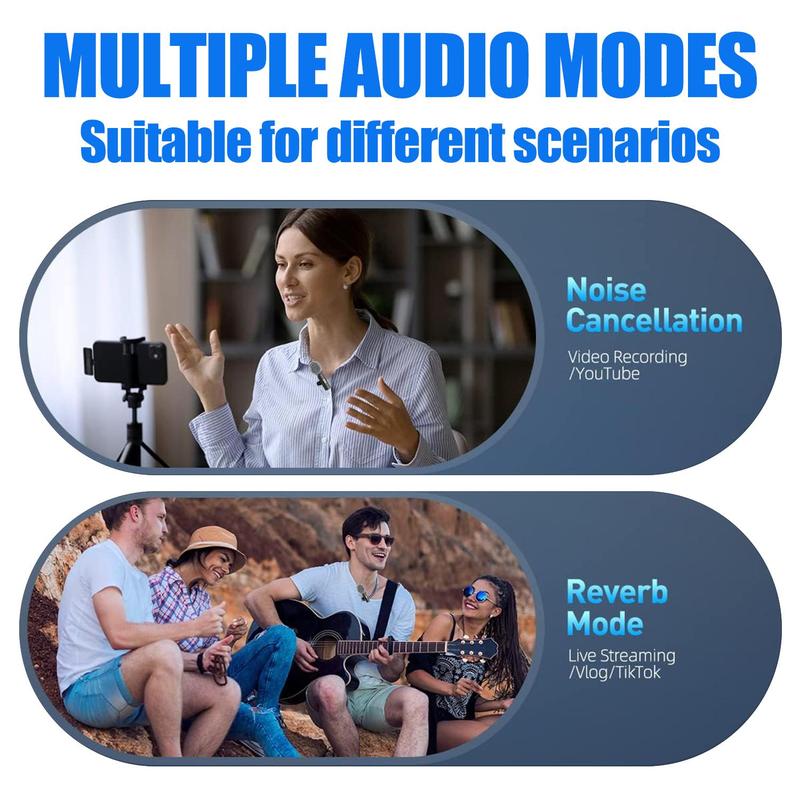 Wireless Lavalier Microphone, 1 Set Rechargeable Cordless Omnidirectional Condenser Recording Mic, Mini Microphone, Clip-on Microphone, Audio & Video Accessories