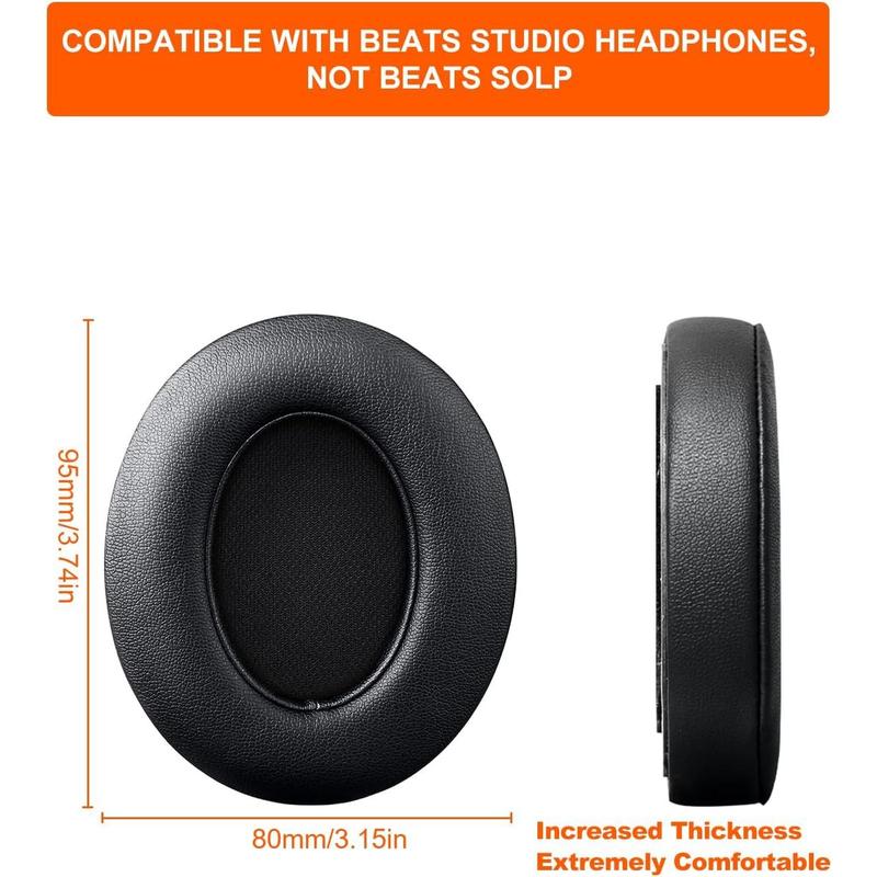 Beat Studio Replacement Earpads for Beat Studio 3 &Beat Studio 2 (B0500  B0501) 2 Count Noise Isolation Comfortable Ear Cushions (Black)