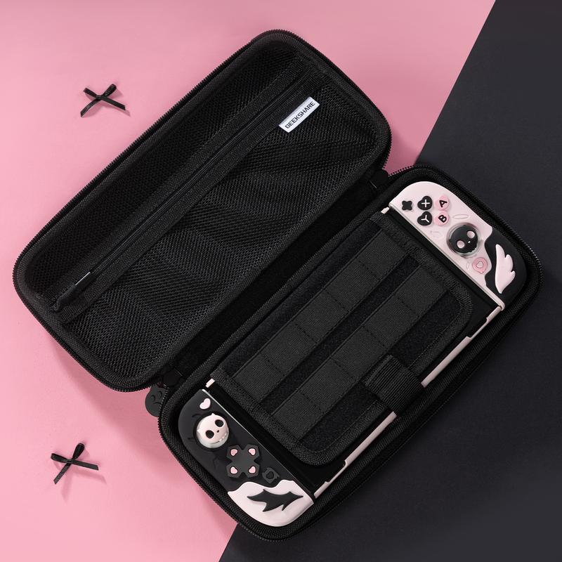 GeekShare Pink Skull Silicone Protective Cases for Switch   OLED Slim Cover Case Compatible with Nintendo Switch Separable Soft