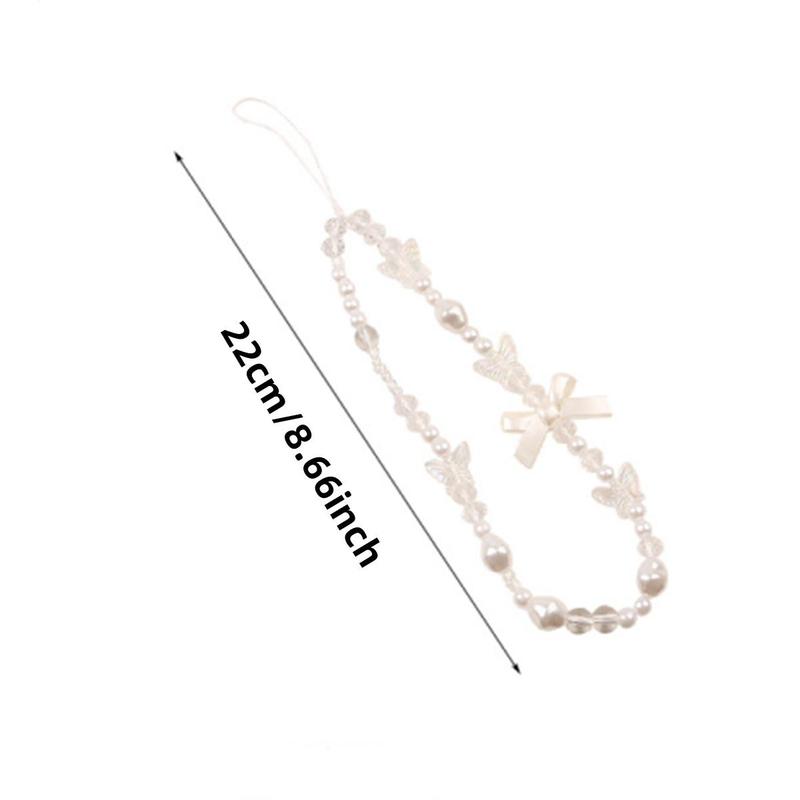 Cute Bow & Faux Pearl Decorated Phone Chain, Fashionable Phone Lanyard, Phone Strap for Women & Girls, Mobile Phone Decoration Accessories