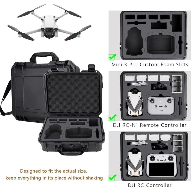 Case Only--Hard Case for DJI Mini 3 Pro Drone - Waterproof Carrying Case for DJI Mini 3 Pro with Strap Fit for 8 Batteries, DJI RC Smart Controller, Charging Hub, ND Filter Case, Propellers