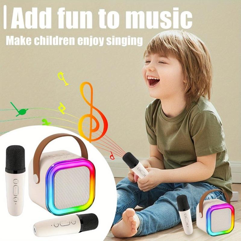 Portable Karaoke Machine, Mini Karaoke Machine with Wireless Microphone, Wireless Speaker with LED Light, Ideal Gift Toy for Girls & Boys