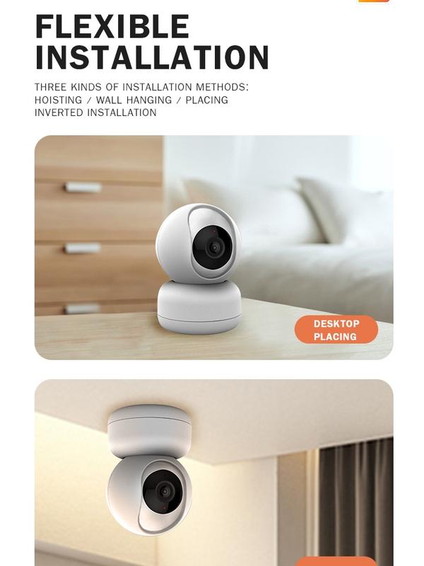 Indoor Pan Tilt Smart Security Camera, 1080p HD Dog-Camera,2.4GHz with Night Vision,Motion Detection for Baby and Pet Monitor, Cloud & SD Card Storage, Works with Alexa& Google Home, White