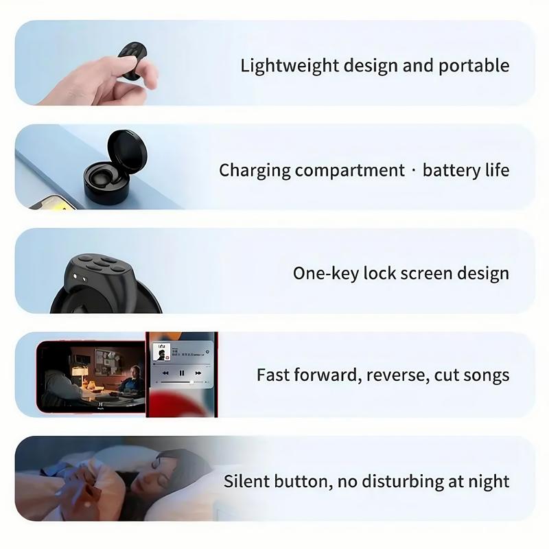 Bluetooth Remote Control Rechargeable Wireless Page Turner,Mini Scrolling Ring for Phone Android Smartphones Tablets