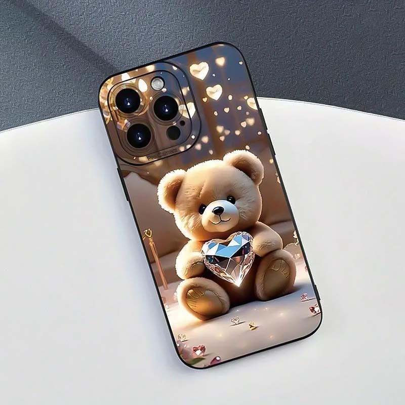 Cute Bear Pattern Phone Case, Anti-drop Cellphone Protective Case, Total Protective Shockproof Mobile Phone Cover for iPhone 11 12 13 14 15 16 Series