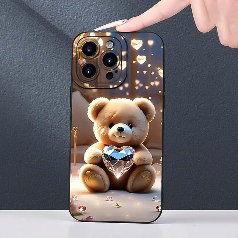 Cute Bear Pattern Phone Case, Anti-drop Cellphone Protective Case, Total Protective Shockproof Mobile Phone Cover for iPhone 11 12 13 14 15 16 Series