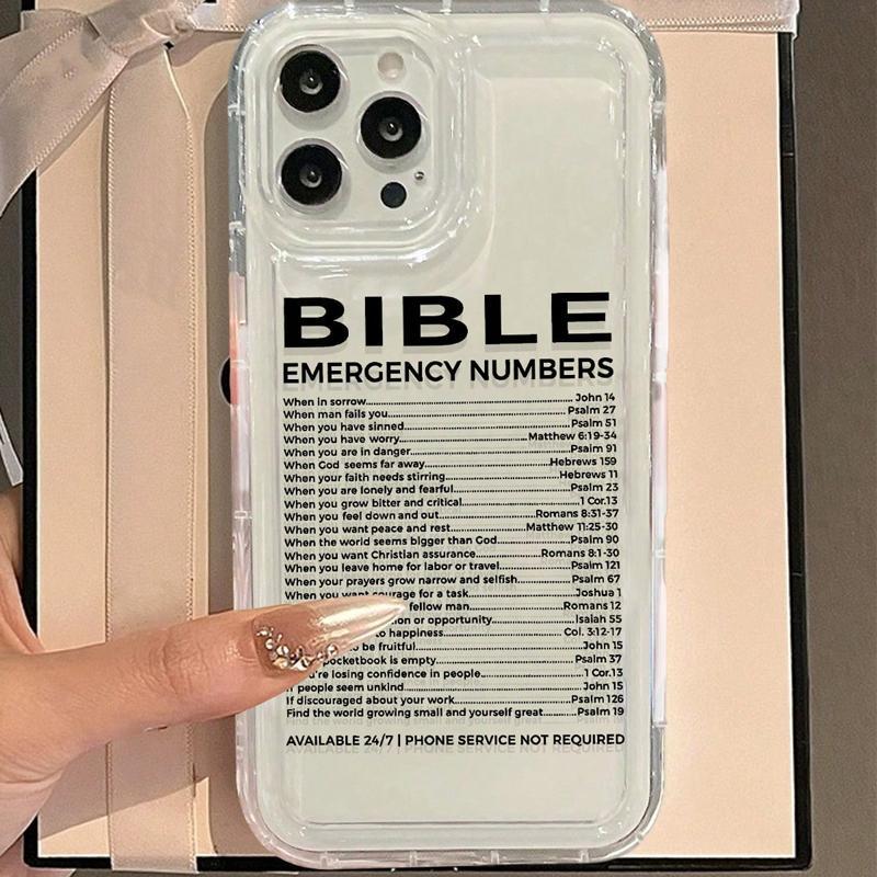 Bible Number Pattern Clear Phone Case, Anti-drop Phone Protective Case for iPhone 11 12 13 14 15 16 Series, Mobile Phone Accessories