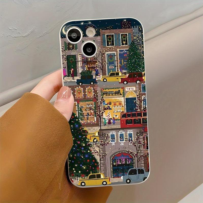 Christmas Themed Phone Case, Anti-drop Cellphone Protective Case, Total Protective Shockproof Mobile Phone Cover for iPhone 16 15 14 13 12 11 Plus Pro Pro Max