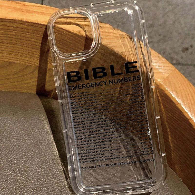 Bible Number Pattern Clear Phone Case, Anti-drop Phone Protective Case for iPhone 11 12 13 14 15 16 Series, Mobile Phone Accessories